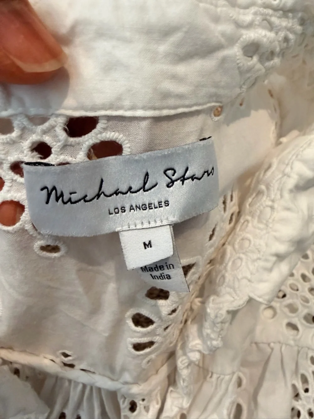 Michael Stars White Eyelet Button-Up Blouse - Picture 3 of 5